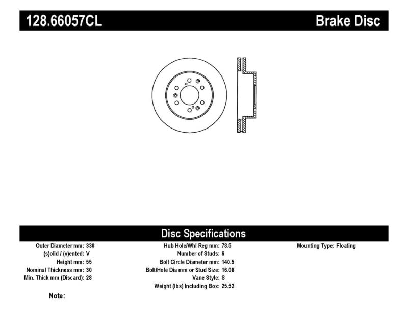 Brake Rotor StopTech (128.66057CL)