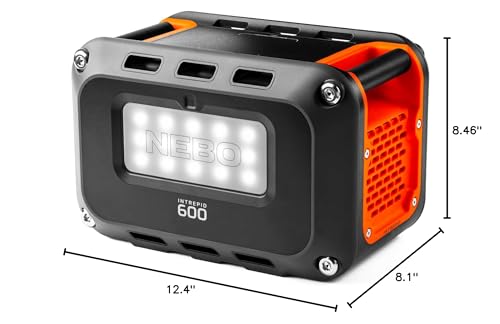 600 W NEBO INTREPID Power Station | 537.6Wh Capacity, Portable Uninterruptible Power Supply for Emergencies, LiFePO4 Battery, 10 Outlets, 4 Hour Recharge, OVERDRIVE Runs Devices up to 1050 Watts