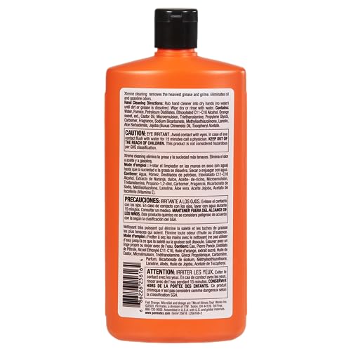 25616 Fast Orange Xtreme Heavy Duty Hand Cleaner, Natural Citrus Scent, Waterless Cleaner For Mechanics, Strong Grease Fighter, Eliminates Odors while Protecting Skin 15 Fl. Oz