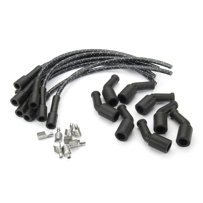 Lokar Performance Products PW-1025 Kit Plug Wire Ls Coil To Plug, 180D Plug, 135D Coil, Cut To Fit Black With Blue Tracers