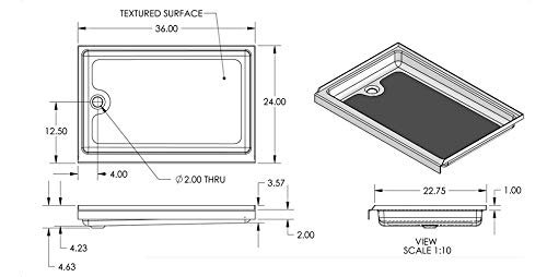 Shower 24 X 36 PAN White - Left Hand Drain