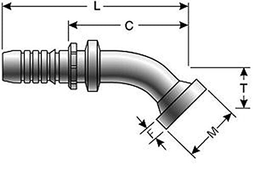 GlobalSpiral Couplings Gates 12GS-8FLH45M, Code 62 O-Ring Flange Heavy, Zinc Plated Carbon Steel, 4.56", 45° Bent Tube, 3/4" ID