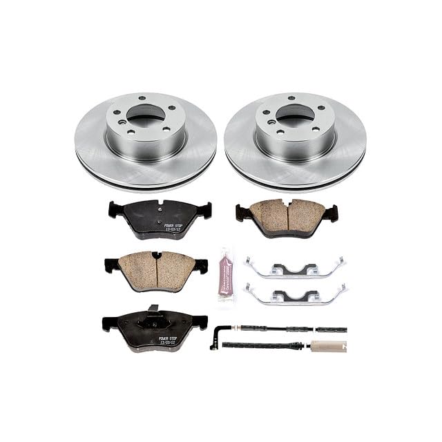 Power Stop Autospecialty KOE4589 Front Replacement Brake Kit-OE Brake Rotors & Ceramic Brake Pads and 1 Front Sensor Wire For BMW 325xi 2006, BMW 328xi 2007 [Model Specific]