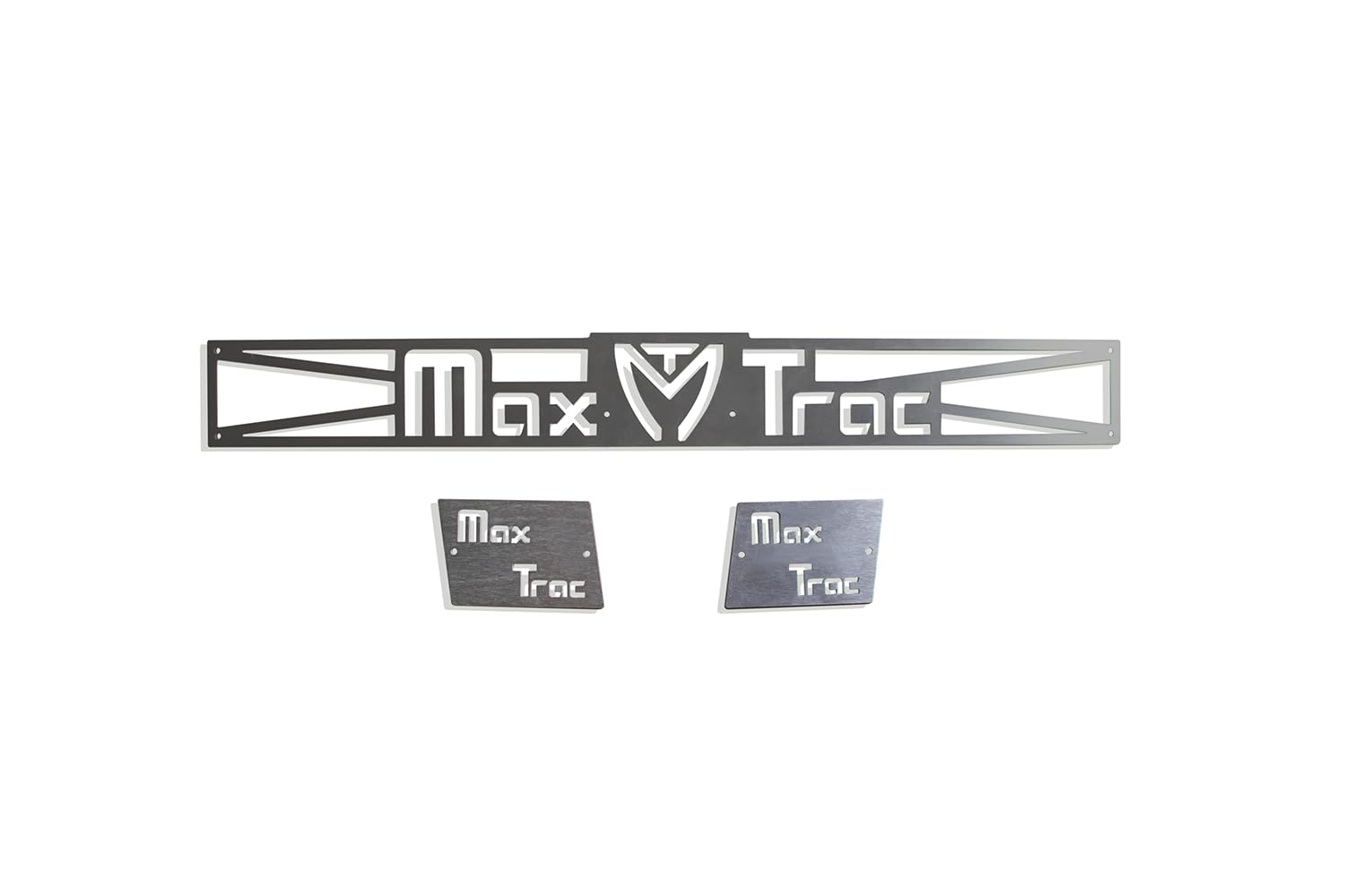 Part# 941370-LOGO-SM MAX TRAC SUSPENSION'S is A Box Including an Aluminum Logo Plate for The Front SUBFRAME & Two Aluminum Logo Plates for The SWAY BAR Brackets