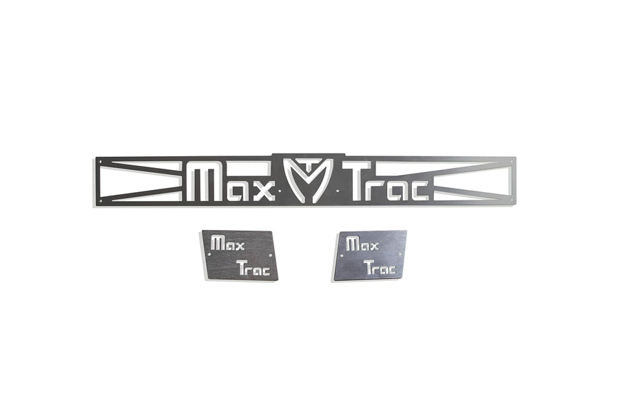 Part# 941370-LOGO-SM MAX TRAC SUSPENSION'S is A Box Including an Aluminum Logo Plate for The Front SUBFRAME & Two Aluminum Logo Plates for The SWAY BAR Brackets