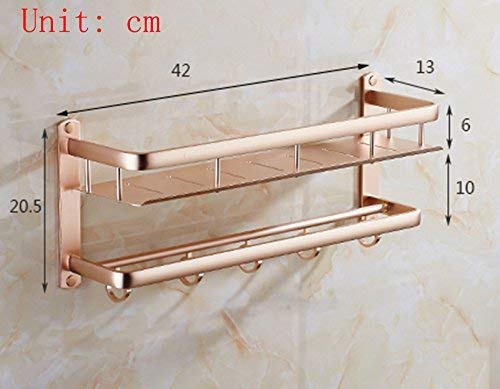 Bathroom Racks BTBT Free Space Aluminum Towel Rack Bathroom Shelves Wall Towel Rack, Hardware Pendant Bathroom Shelf (Size : 42cm, Style : Double)