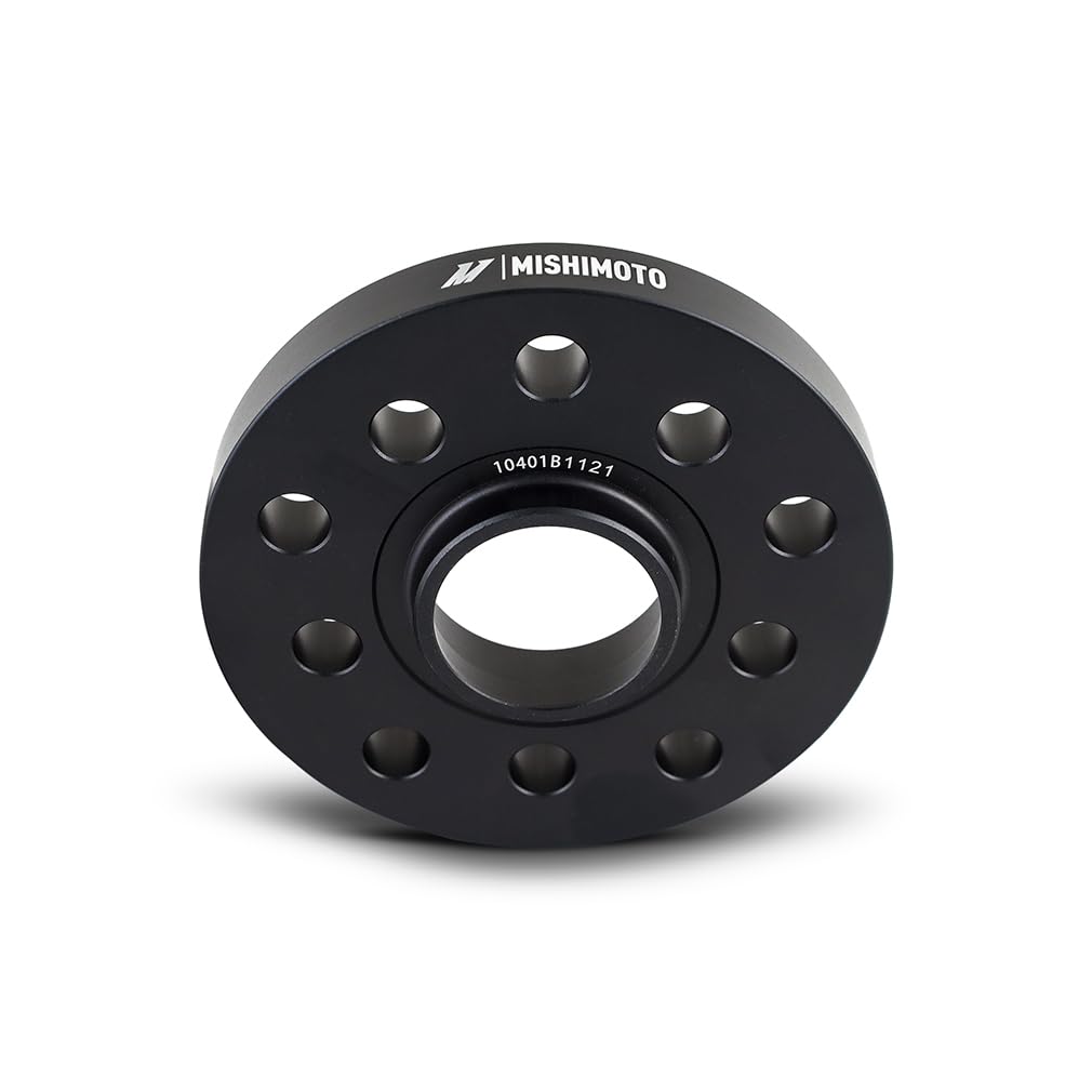 Mishimoto 5x100 / 5x112 Wheel Spacers, 57.1 Center Bore, M14x1.5, 15mm Thick, Black