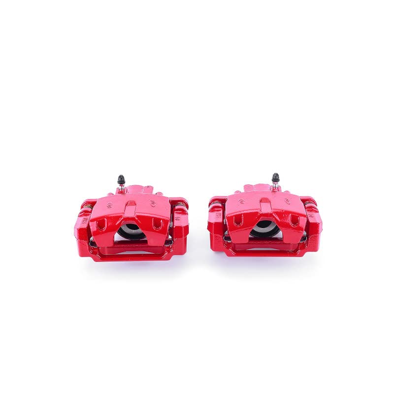 Power Stop S4904 Rear Pair of High-Temp Red Powder Coated Calipers For Cadillac SRX 2004-2009 [Model Specific]