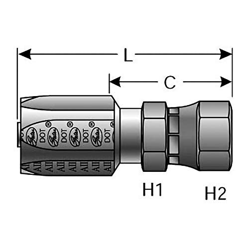 Gates Field Attachable 6C5E-6RFJX for C5E Hose, Female JIC 37 Flare Swivel, Steel, 5/16" ID
