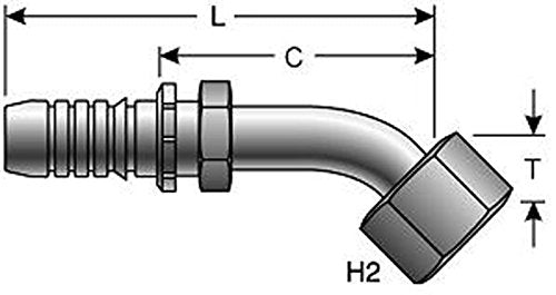 GlobalSpiral Couplings Gates 10GS-10FJXMM45-018XBULK, Female JIC 37° Flare Swivel, Zinc Plated Carbon Steel, 4.45", 45° Bent Tube, 5/8" ID (Pack of 100)