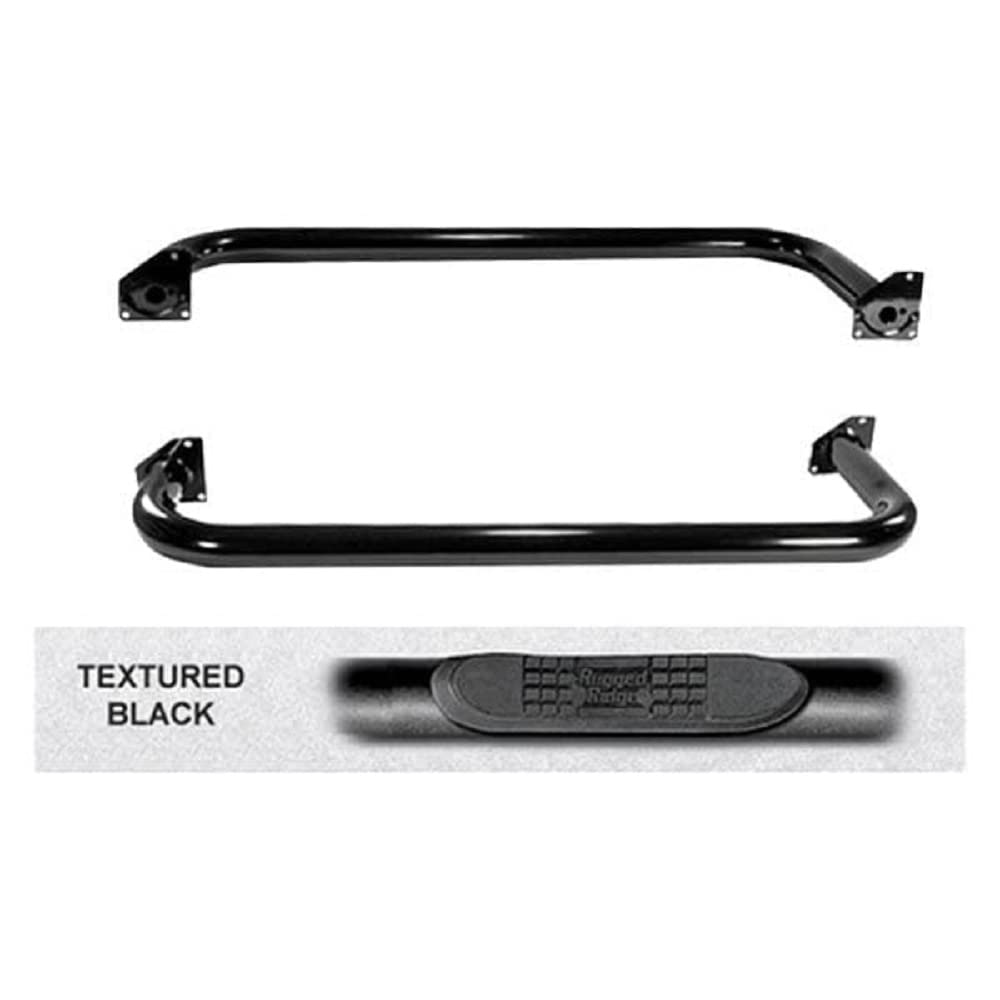 Rugged Ridge Tube Side Step Kit 11591.04, Round, 3 Inch, Black; 97-06 Jeep Wrangler TJ