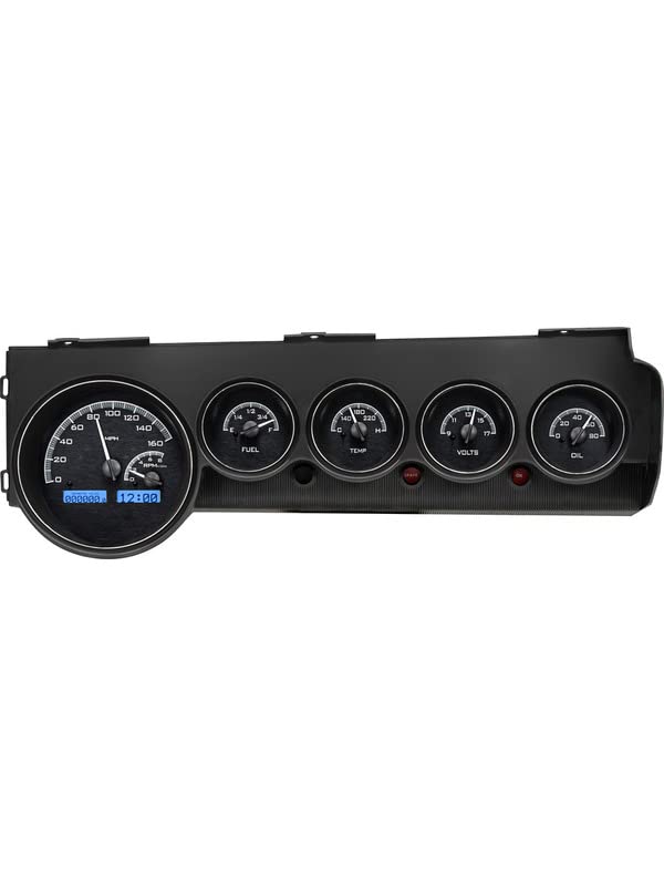 Dakota Digital VHX-70D-STD-K-B Gauge Instrument System Compatible with 1970-74 Mopar E-Body: Challenger & Barracuda Black Alloy Blue Backlighting