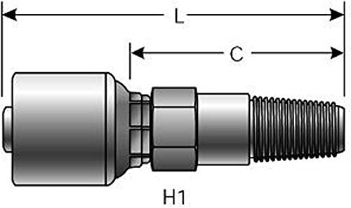MegaCrimp Gates 4G-6MPLN Couplings, Male Pipe Long Nose, Zinc Plated Carbon Steel, 2.56", 1/4" ID