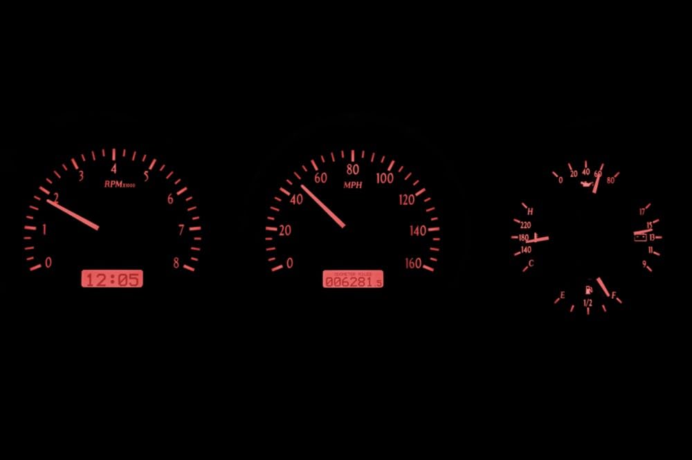 Dakota Digital VHX-81D-PU-K-R Gauge System Analog Dash Compatible with 1981-93 Dodge Full-Size Truck and Ramchargers, Black Alloy Style, Red Backlighting