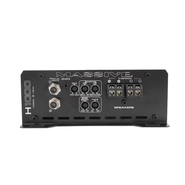 Hippo Series Massive Audio H1000 | 1050 Watt RMS / 2100w Max 1 Ohm Stable Mono Block High Performance Amplifier with Bass Remote