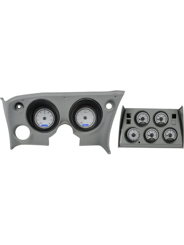 Dakota Digital 68-77 Chevy Corvette Analog Clock Dash Gauge System Silver Alloy Blue VHX-68C-VTA-S-B