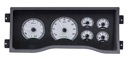 Dakota Digital VHX-95C-PU-S-W Full Size Chevy GM 95-98 Pickup Truck Analog Gauge Kit Silver Alloy White