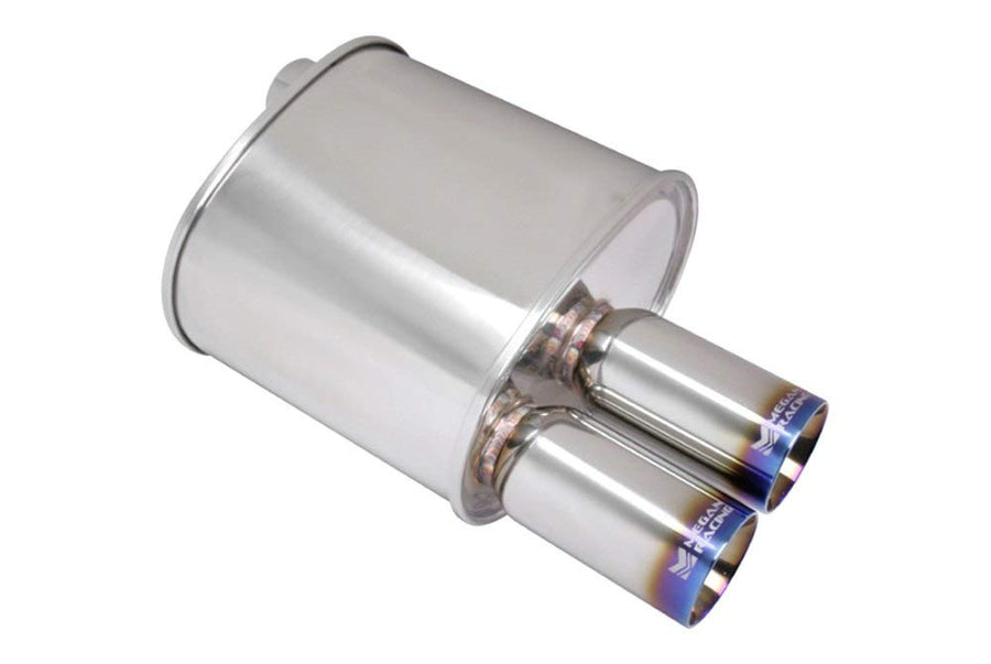 Megan Racing 2.5" Universal Muffler MR-MU-FRT-2-VO Pipe/3" Dual Stainless Roll Tip