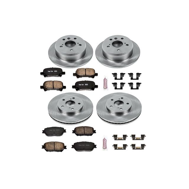 Power Stop Autospecialty KOE2415 Front and Rear Replacement Brake Kit-OE Brake Rotors & Ceramic Brake Pads For Toyota Camry 2002-2004 [Model Specific]