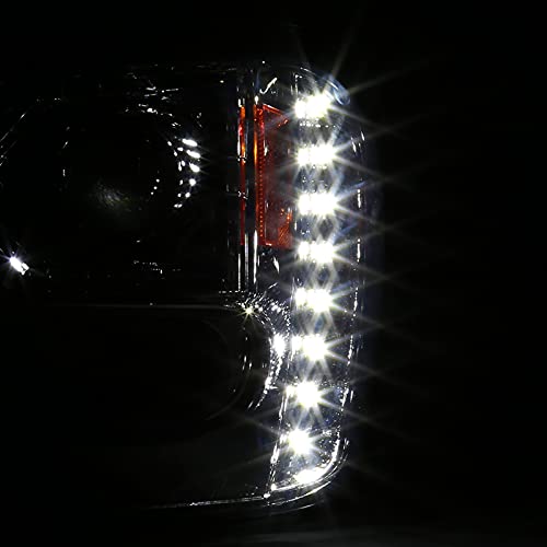 Smoke SPEC-D TUNING Projector Headlights w/LED Compatible with 2002-2009 Chevy Trailblazer, Left + Right Pair Headlamps Assembly