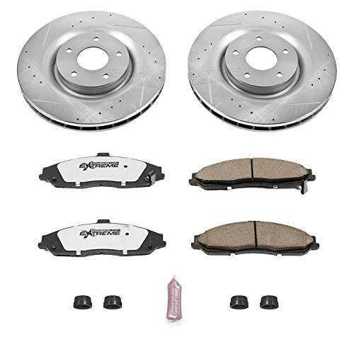 Power Stop K5158-26 Z26 Carbon Fiber Brake Pads Front with Drilled & Slotted Brake Rotors Kit For Cadillac XLR 2006-2009, Chevrolet Corvette 2005-2013 [Model Specific]