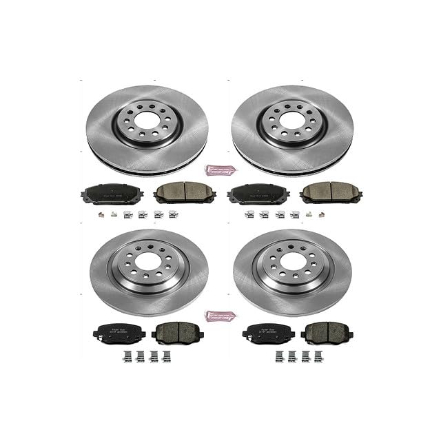 Power Stop Autospecialty KOE6541 Front and Rear Replacement Brake Kit OE Brake Rotors and Ceramic Brake Pads For 2014 2015 2016 Jeep Cherokee [Models with Dual Piston Front Caliper]