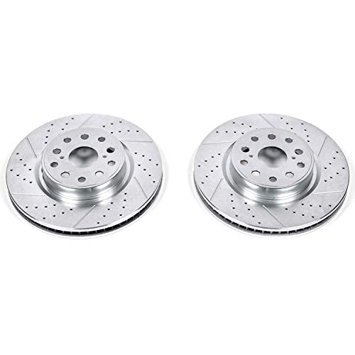 Drilled and Slotted Rotor Power Stop (JBR1304XPR) For Lexus LS460 2007-2017, Toyota Mirai 2021-2023 [Model Specific]