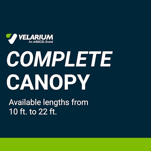 15' Velarium RV Canopy/Roll Tube Black Complete Canopy with 12V LED Light, Sewn Seams, Available Lengths from 10' to 22' - RVs, Tailgating, and Outdoor Events with Reliable Coverage