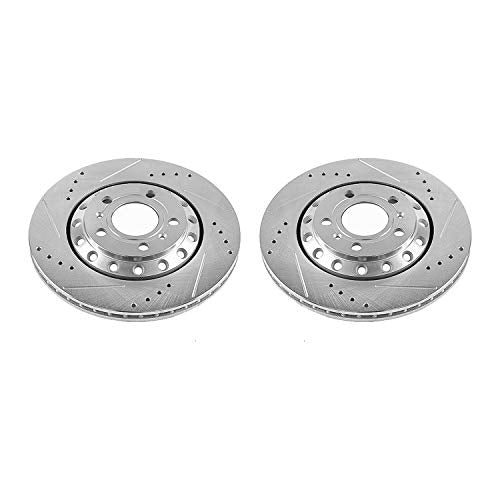 Rear Power Stop EBR1010XPR Evolution Drilled and Slotted Rotor (Pair) For Audi A8 Quattro 2003-2010, Volkswagen Phaeton 2004-2006 [Model Specific]