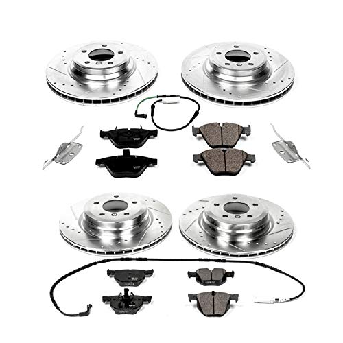 Power Stop K6160 Z23 Carbon Fiber Brake Pads with Front and Rear Drilled & Slotted Brake Rotors Kit