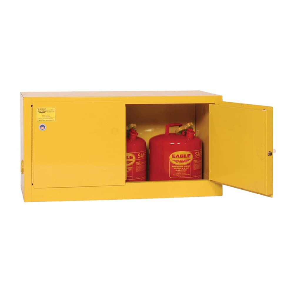Eagle Stackable ADD15 Safety Cabinet for Flammable Liquids, 2 Door Manual Close, 15 Gallon, 22-1/4" Height, 43" Width, 18" Depth, Steel, Yellow