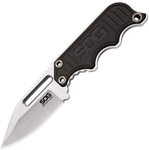 SOG Mini Instinct Small Fixed Blade Knife- 8.75 Inch x 1 Inch x 4 Inch Full Tang Adjustable Clip Belt or Boot Knife with Tactical Knife Sheath and Neck Knife Lanyard (NB1002-CP)