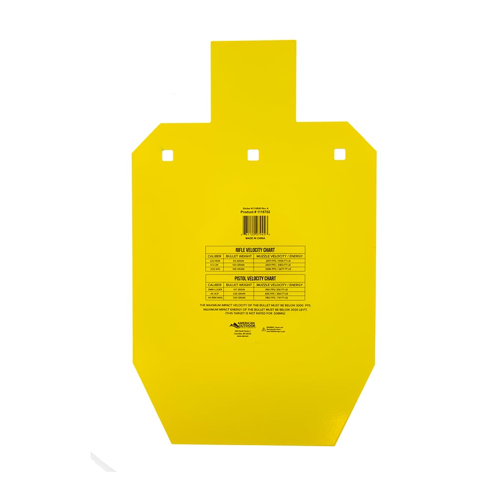 Caldwell AR500 Steel Targets High Caliber 66% IPSC 3/8 Inch Thickness, Rifle Rated for Precision Shooting and Target Practice with Hanging Options (Sold Separately)