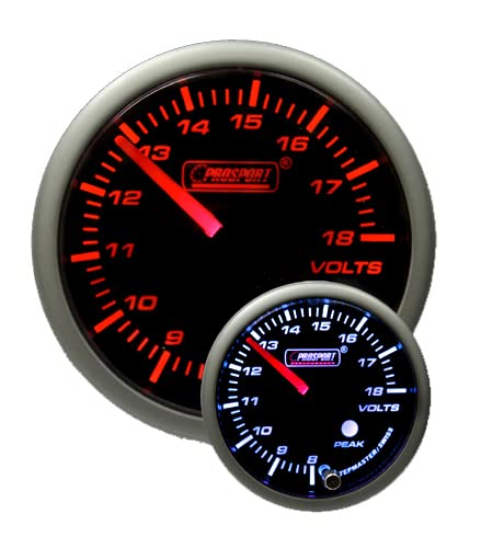 Electrical Volt Gauge- Amber/White Premium Series 52mm (2 1/16") Peak Recall and Warning