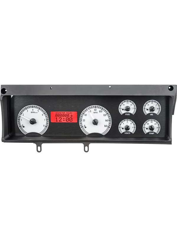 VHX-70C-MAL-S-R Dakota Digital Compatible with 1970-72 Chevy Malibu VHX Analog Dash Gauge System Silver Alloy Red Backlighting