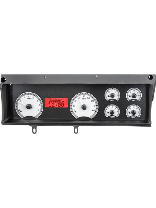 VHX-70C-MAL-S-R Dakota Digital Compatible with 1970-72 Chevy Malibu VHX Analog Dash Gauge System Silver Alloy Red Backlighting