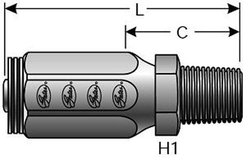 Gates Field Attachable Type T 24C2AT-24RMP for G2 Hose, 2 Wire, Male Pipe NPTF, 30 Cone Seat, 1 1/2" ID