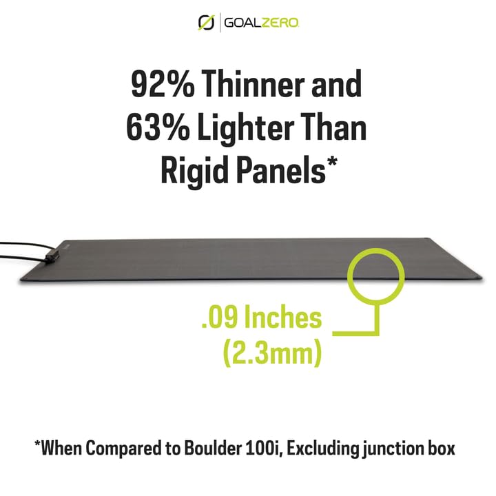 Goal Zero 100i Flex, 100 W Flexible Solar Panel, Bendable and Lightweight Monocrystalline Panel for Off-Grid Solar Charging, Mount on Vans, RVs, Overlanding Vehicles, and More, IP67 Waterproof Rating
