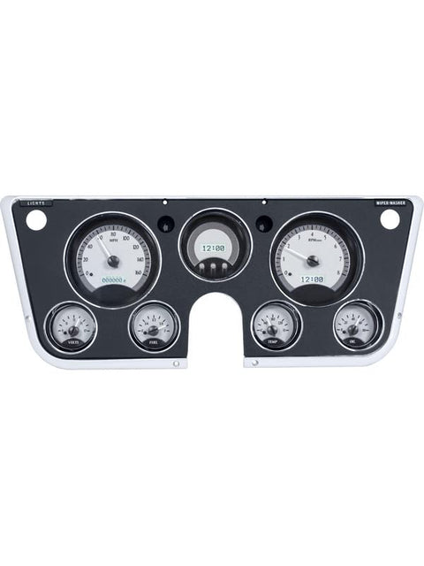 Dakota Digital 67 68 69 70 71 72 Chevy Analog Pickup Truck Dash Gauge Silver Alloy White VHX-67C-PU-S-W