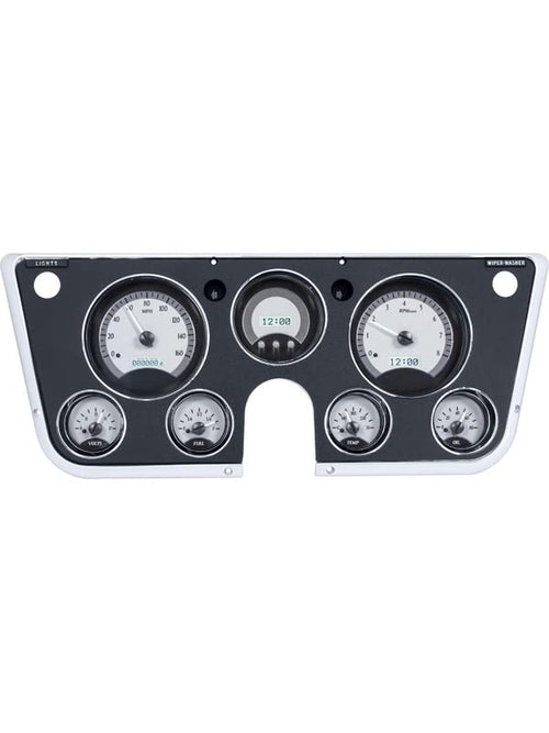 Dakota Digital 67 68 69 70 71 72 Chevy Analog Pickup Truck Dash Gauge Silver Alloy White VHX-67C-PU-S-W