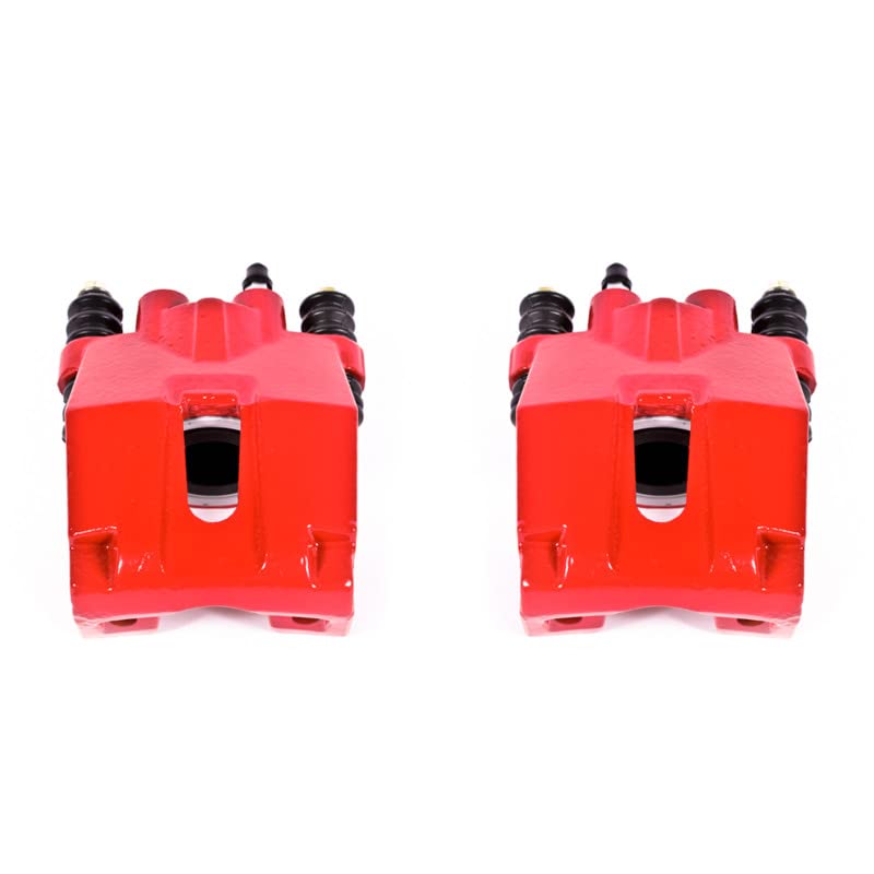 Power Stop Rear S4858 Pair of High-Temp Red Powder Coated Calipers For 2004 2005 2006 2007 2008 2009 2010 2011 Ford F150 [6 Lug or 7 Lug] | 2006 2007 2008 Lincoln Mark LT
