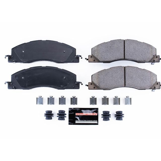 Power Stop Z23-1399 Z23 Evolution Sport Carbon Fiber Infused Ceramic Brake Pads with Hardware For 2009 2010 2011 2012 2013 2014 2015 2016 2017 2018 Dodge Ram 2500 3500
