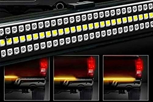 Race Sport Lighting 48in RS120048 TRIPLE ROW LED Truck Tailgate Light Bar 5-function 3-Color IP68 with Sequential Amber Turn Signals