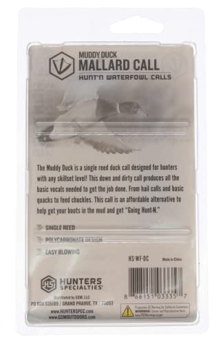 Muddy Duck Hunters Specialties Single Reed Mallard Call - Easy Blowing Polycarbonate Design Waterfowl Game Call