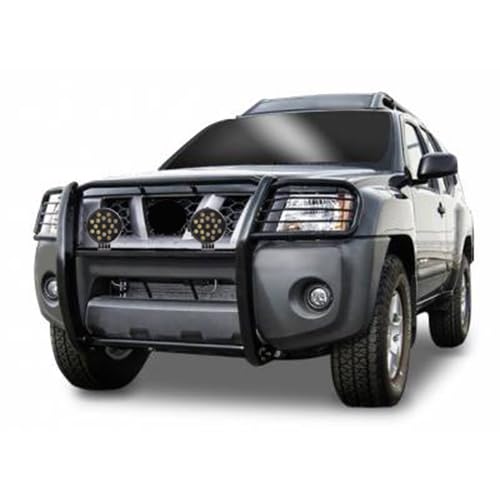 Bumper Guard Modular Black Horse Grille brush Come With pair of 7.0"Dia.LED Lights with Black Trim Rings Compatible with 2005-2015 Nissan Xterra-17A112100MA-PLB