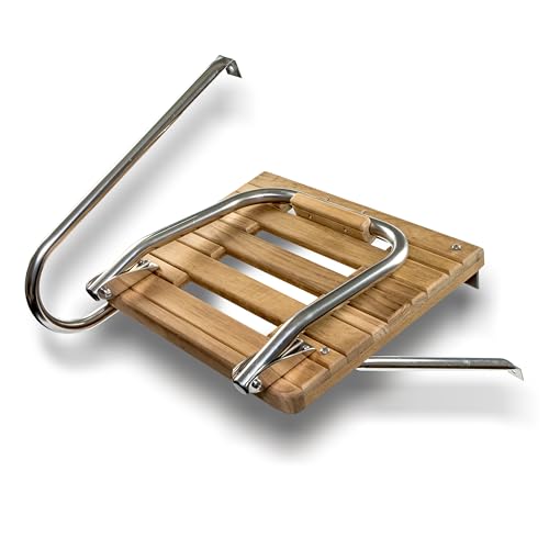 Swim Platform with Ladder for Outboard Motors Whitecap Teak Boat