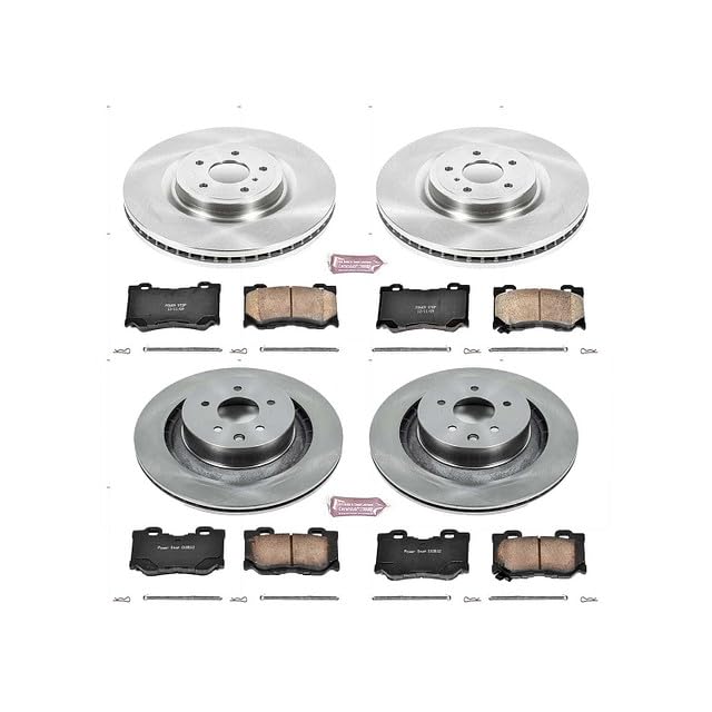 Power Stop KOE4138 Replacement Brake Kit-OE Front and Rear Brake Rotors & Ceramic Pads For INFINITI G37, INFINITI Q60, Nissan 3, Nissan 370Z, Niss [Model Specific]
