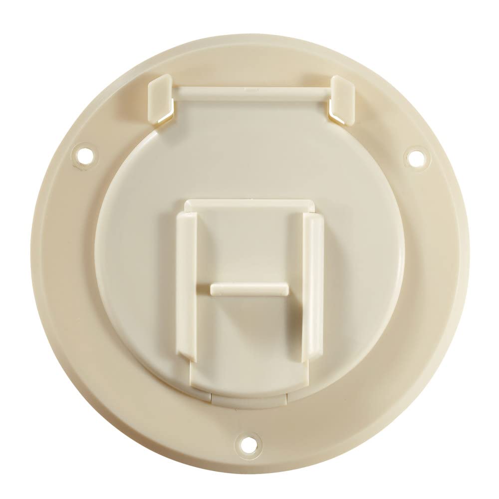 Round Electrical Cable Hatch RV Designer B122, Basic, Replaceable Lid, 4.3 inch Diameter, Colonial White