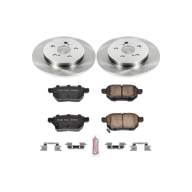 POWERSTOP Autospecialty KOE4736 Rear Replacement Brake Kit-OE Brake Rotors & Ceramic Brake Pads For Pontiac Vibe, Corolla, Corolla, Matrix, Prius AWD-e, Prius Prime [Model Specific]