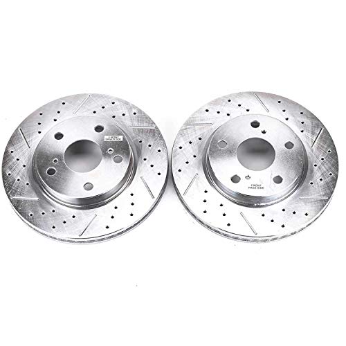 Power Stop Front JBR1303XPR Drilled & Slotted Rotor Pair For Lexus HS250h 2010-2012, Scion xB 2008-2015, Toyota Prius V 2012-2018, Toyota RAV4 2006-2018 [Model Specific]